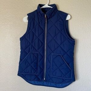 J crew quilted vest small navy